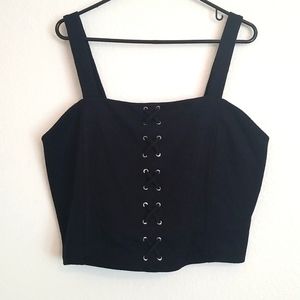 Forever21 plus laceup black crop tank 3x